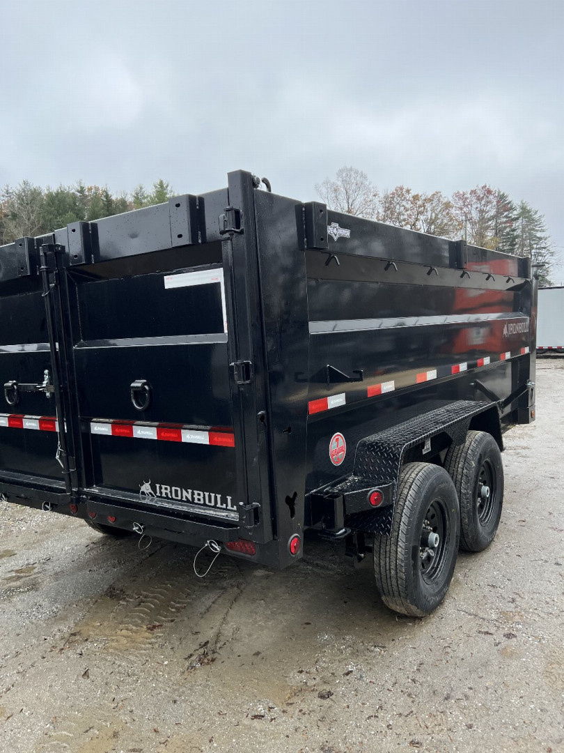 New 2026 Iron Bull Dump Trailer / DTB Series / 83" Wide x 14' Long / Scissor Hoist / Aluminum Ramp / Tarp / 48" High Sides / 2- 7,000# Electric Brake Axles