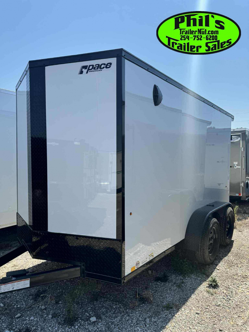 New 2025 Pace American 6X12 UPGRADED .080 EXTERIOR & REAR WING Cargo / Enclosed Trailer