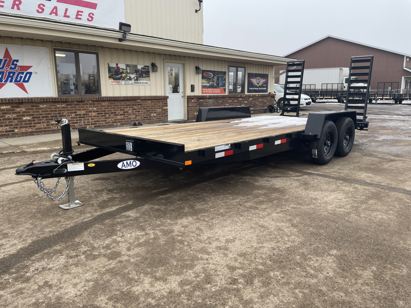 New 2026 AMO 82x18 Flat Deck w/2Ft Dove Tail 10k Equipment Trailer