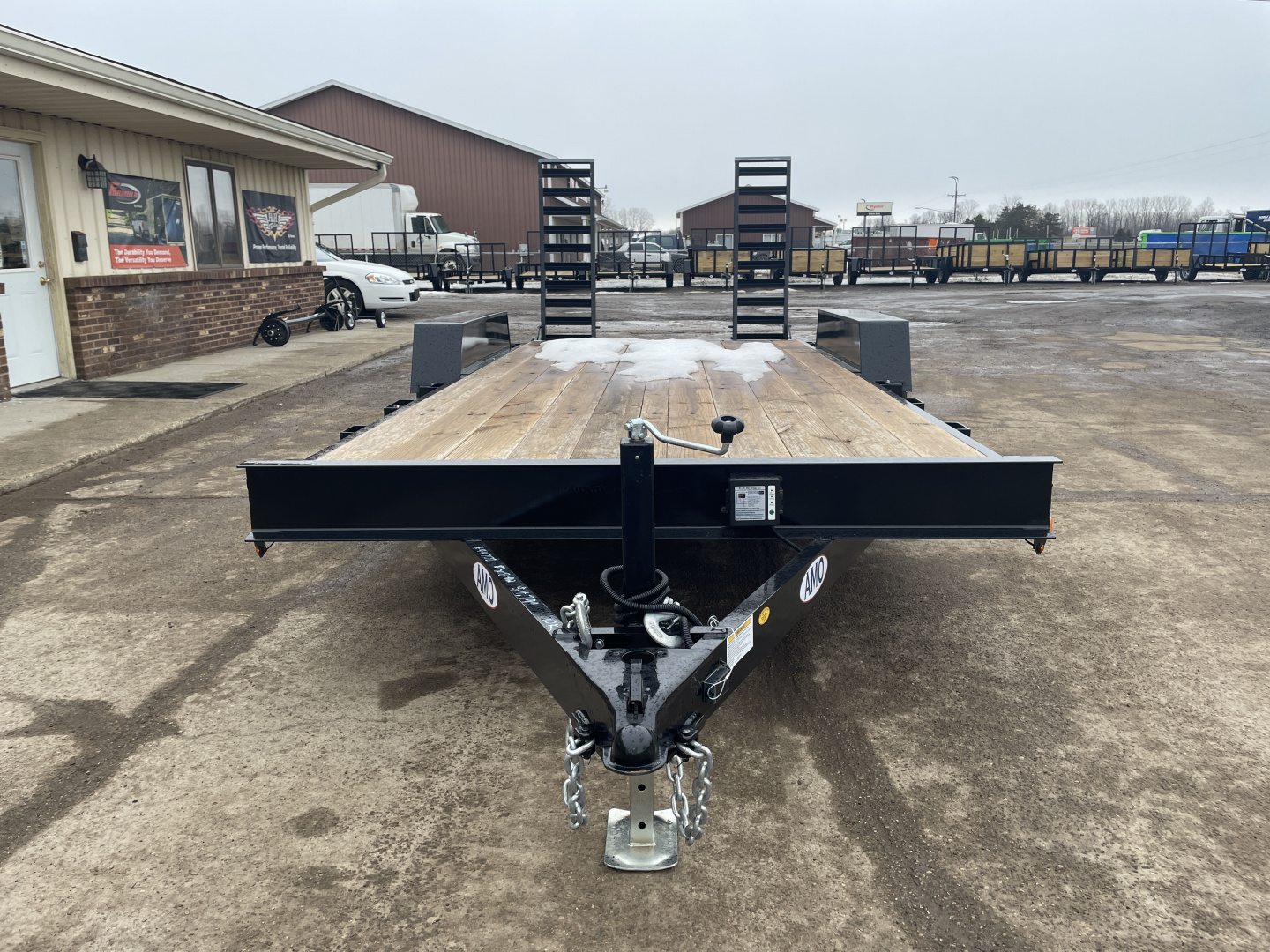 New 2026 AMO 82x18 Flat Deck w/2Ft Dove Tail 10k Equipment Trailer