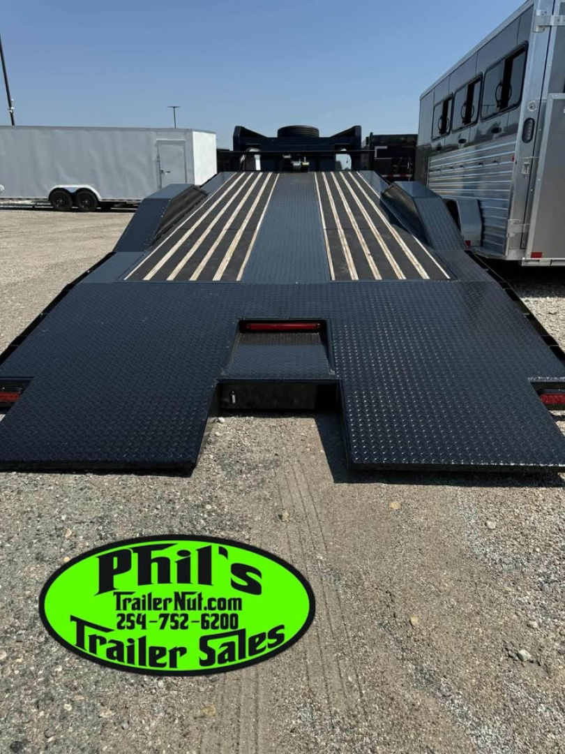 New 2025 OPEN CAR HAULER 102X24 POWER TILT Tilt Trailer GOOSENECK HEAVY 14K GVWR WINCH & ALUMINUM WHEELS!