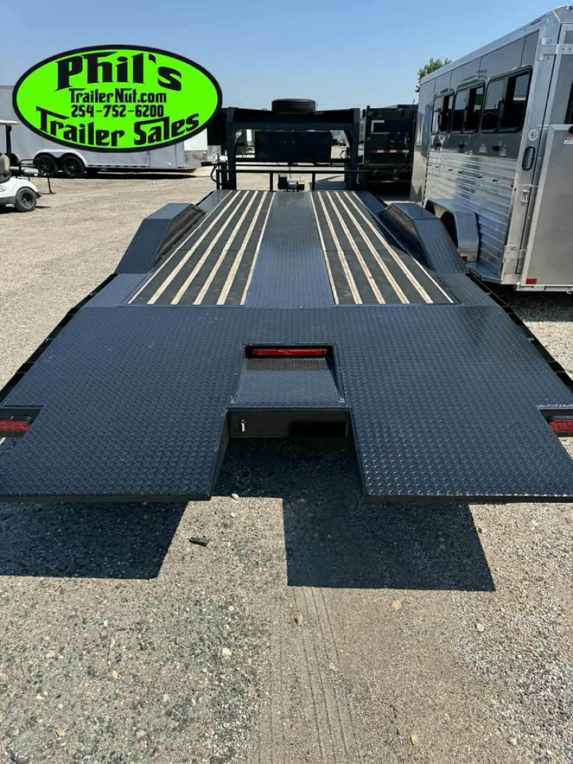 New 2025 OPEN CAR HAULER 102X24 POWER TILT Tilt Trailer GOOSENECK HEAVY 14K GVWR WINCH & ALUMINUM WHEELS!