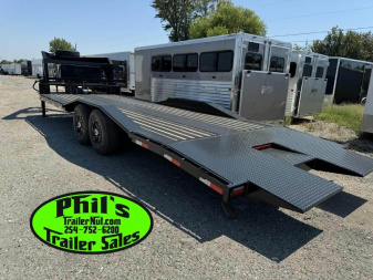 New 2025 OPEN CAR HAULER 102X24 POWER TILT Tilt Trailer GOOSENECK HEAVY 14K GVWR WINCH & ALUMINUM WHEELS!