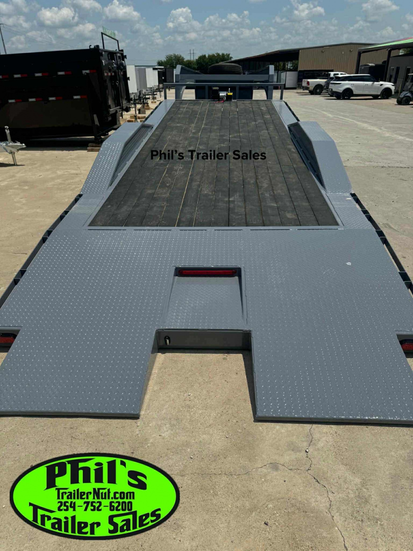 New 2025 OPEN CAR HAULER 102X24 POWER TILT Tilt Trailer GOOSENECK HEAVY 14K GVWR WINCH & ALUMINUM WHEELS!
