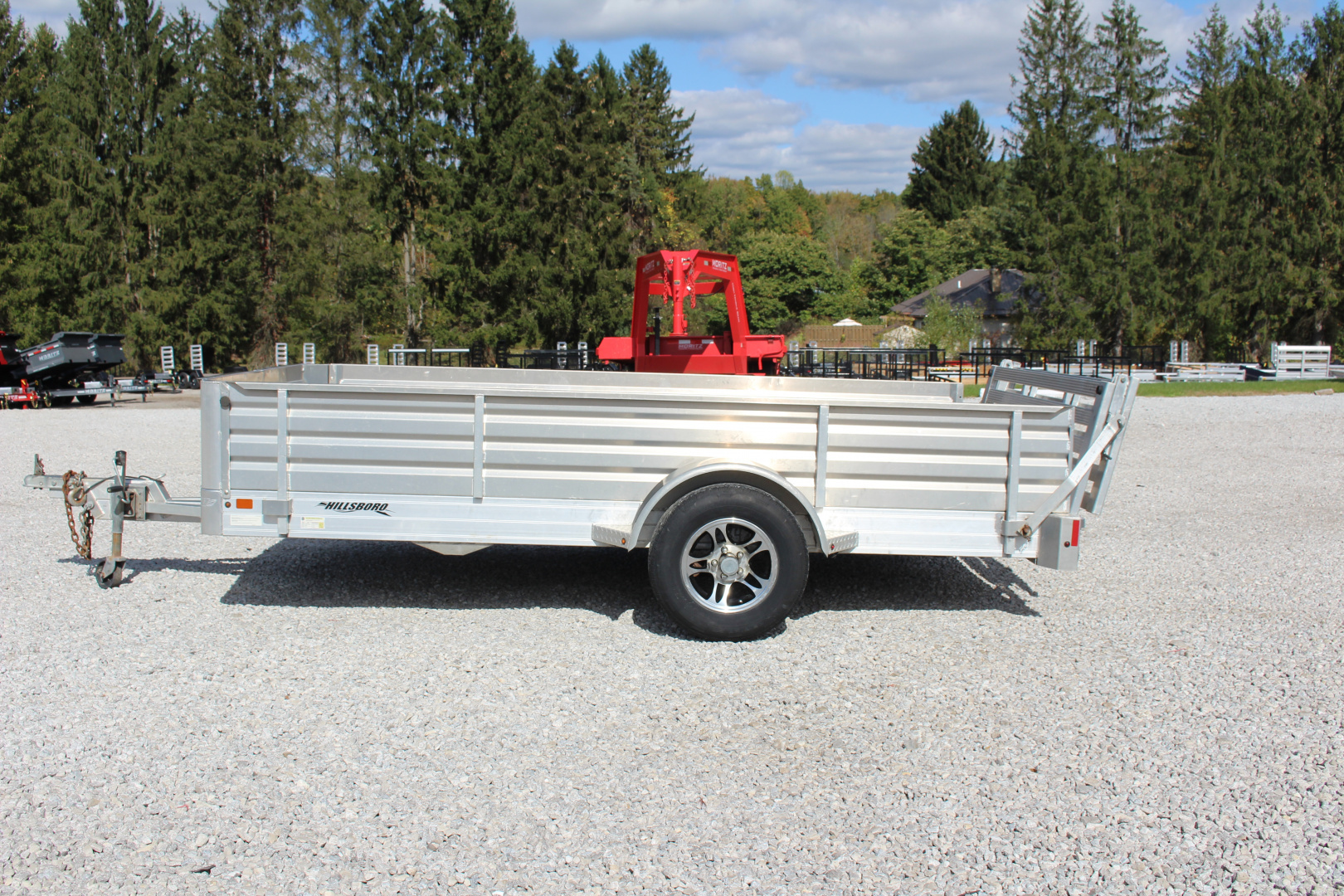 Used 2017 Hillsboro 6' 6" x 12' Aluminum Utility Trailer- 2990# GVW - Bi-Fold Ramp - Removable Side Panels