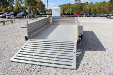 Used 2017 Hillsboro 6' 6" x 12' Aluminum Utility Trailer- 2990# GVW - Bi-Fold Ramp - Removable Side Panels