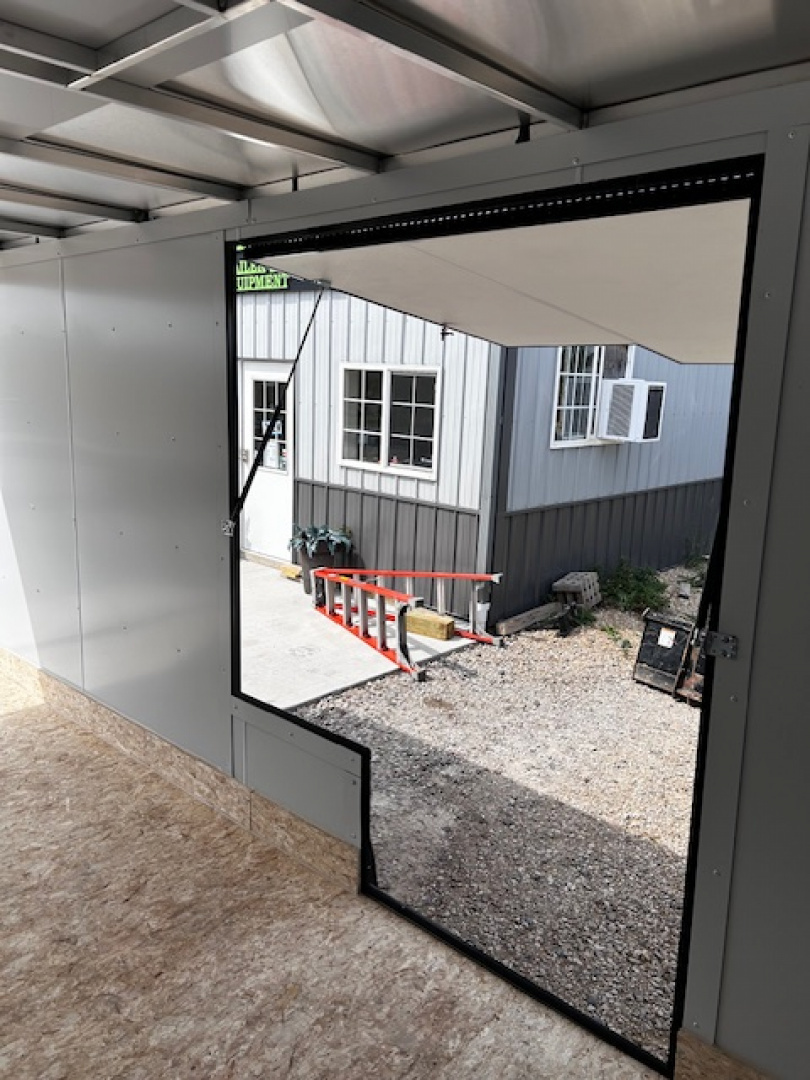 New 2026 Discovery Trailers 7X16 Blackout pack 7' interior ramp door ALUMINUM FRAME .080 ALUMITEC EXTERIOR UTV ESCAPE DOOR, BLACKOUT PACK