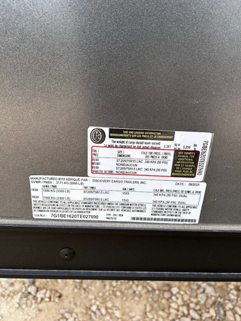 New 2026 Discovery Trailers 7X16 Blackout pack 7' interior ramp door ALUMINUM FRAME .080 ALUMITEC EXTERIOR UTV ESCAPE DOOR, BLACKOUT PACK