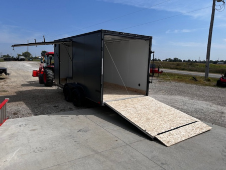New 2026 Discovery Trailers 7X16 Blackout pack 7' interior ramp door ALUMINUM FRAME .080 ALUMITEC EXTERIOR UTV ESCAPE DOOR, BLACKOUT PACK