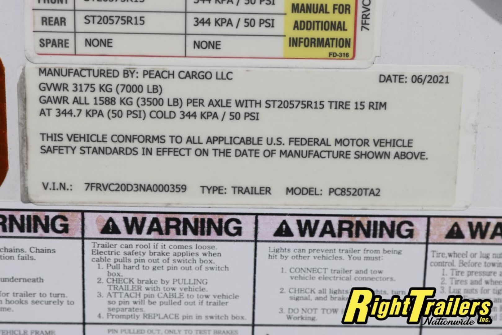 Used 2022 Peach Cargo 8.5X20 CARGO TRAILER