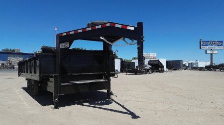 New 2025 TRU 7x16x2 Custom Gooseneck/Flatbed Fold Down Sides Dump Trailer 14k