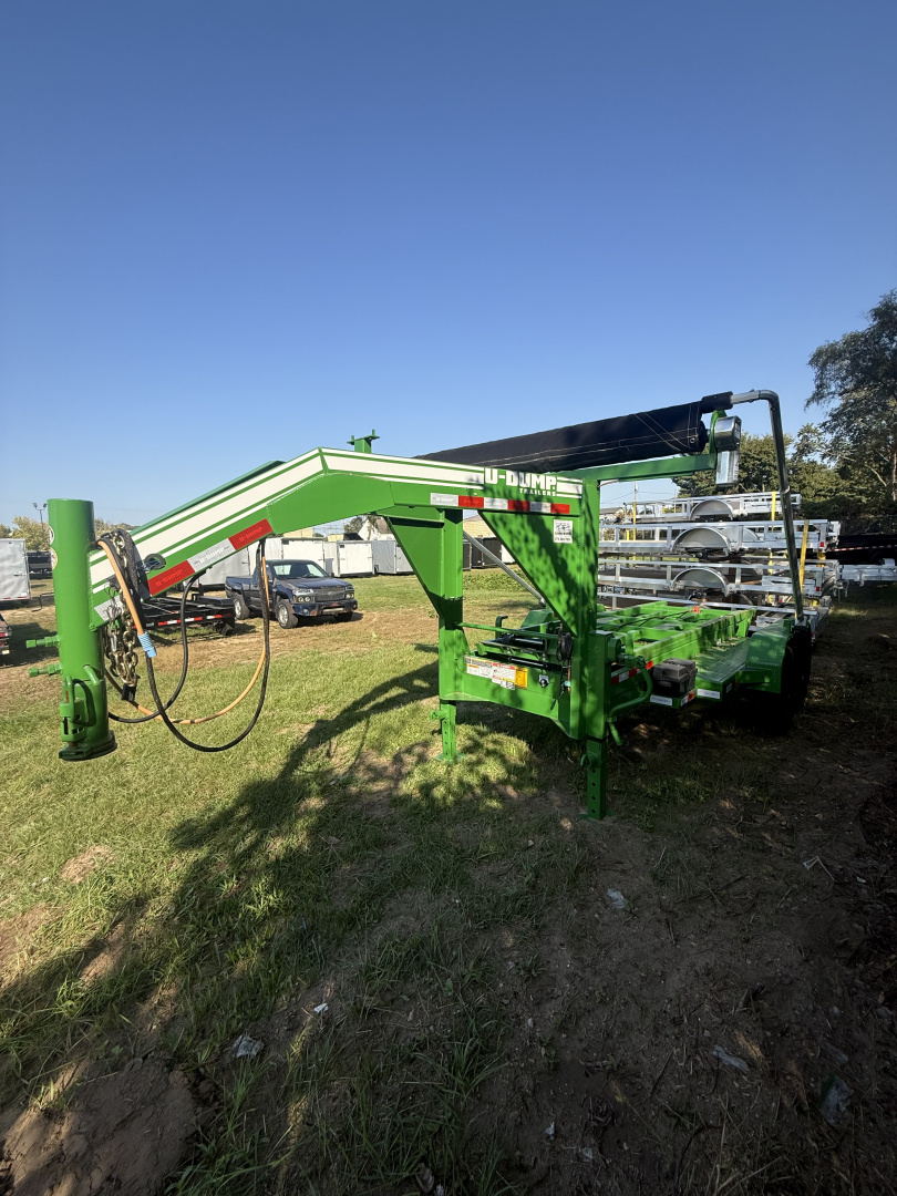 New U-Dump 7x14 14k roll off trailer, electric tarp, 2 batteries, warn winch,goose neck