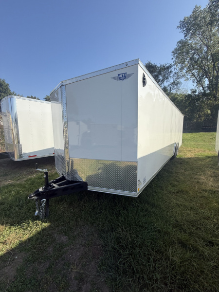 New 2025 RC Trailers 8.5X28 10K 6'6  INTERIOR HEIGHT, 3/8 WALLS,REAR WING, SCREW LESS Car / Racing Trailer