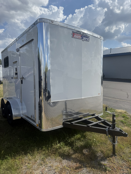 New Team Spirit Trailers 7x12 fiber trailer screwless,Insulated walls 110 package,13.5 A/C 110 heater extended tongue,fiber doors,windows,exterior lights battery and charger cabinets Strobe lights  Spare tire