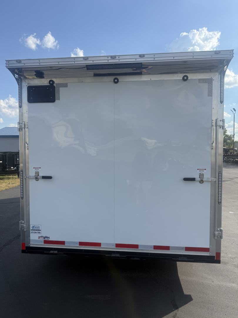 New 2025 Team Spirit Trailers 8.5x24 10k Cabinets,coin flooring,Rims,110 package,Radius front,Drop skirts,Extended tongue,Rear wing,12v. Interior,A/C prep. Side lights Electric jack, Battery, Powqer cord Car / Racing Trailer