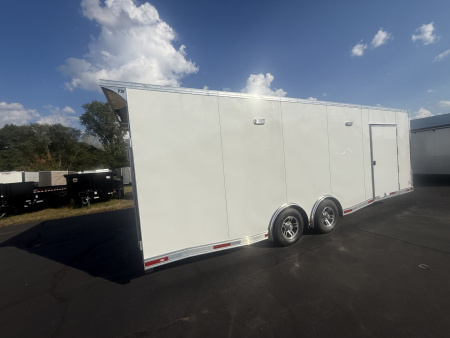 New 2025 Team Spirit Trailers 8.5x24 10k Cabinets,coin flooring,Rims,110 package,Radius front,Drop skirts,Extended tongue,Rear wing,12v. Interior,A/C prep. Side lights Electric jack, Battery, Powqer cord Car / Racing Trailer