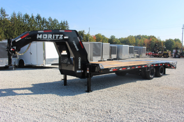 New 2025 Moritz FDGH DT 20' + 5' GOOSENECK Deckover Flatbed Trailer- Full Width Aluminum Ramps- 25900# GVW