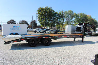 New 2025 Moritz FDGH DT 20' + 5' GOOSENECK Deckover Flatbed Trailer- Full Width Aluminum Ramps- 25900# GVW