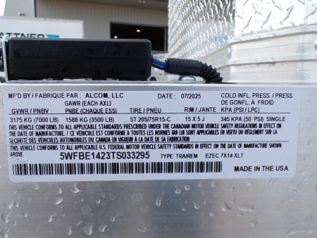 New 2026 ALCOM EZ Hauler XLT 7 x 14 7K Cargo / Enclosed Trailer - 295