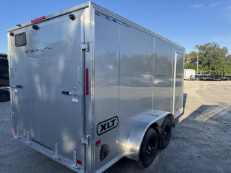 New 2026 ALCOM 7X14 TANDEM AXLE 7000 LB GVWR ALUMINUM Cargo / Enclosed Trailer WITH 6'3" INTERIOR HEIGHT, REAR RAMP DOOR, 1 PIECE ALUMINUM ROOF, SUPER LITE