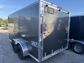 New 2026 ALCOM 7X14 TANDEM AXLE 7000 LB GVWR ALUMINUM Cargo / Enclosed Trailer WITH 6'3  INTERIOR HEIGHT, REAR RAMP DOOR,1 PIECE ALUMINUM ROOF