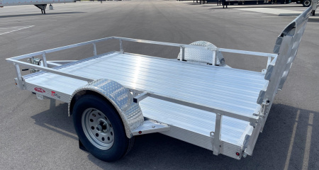 New Cherokee 76"x 10' Aluminum Single Axle Utility Trailer: 3500 GVWR , Ramp Gate