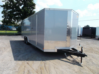 New 2026 Covered Wagon Trailers 8.5x24 Cargo / Enclosed Trailer / Enclosed Car Hauler / 7ft Interior / 5200# Axles / 60  Triple Tube Tongue / Extra Wide Ramp / 48  RV Side Door / Semi-Screwless Exterior / Heavy Duty .080 Silver Poly Core Skin