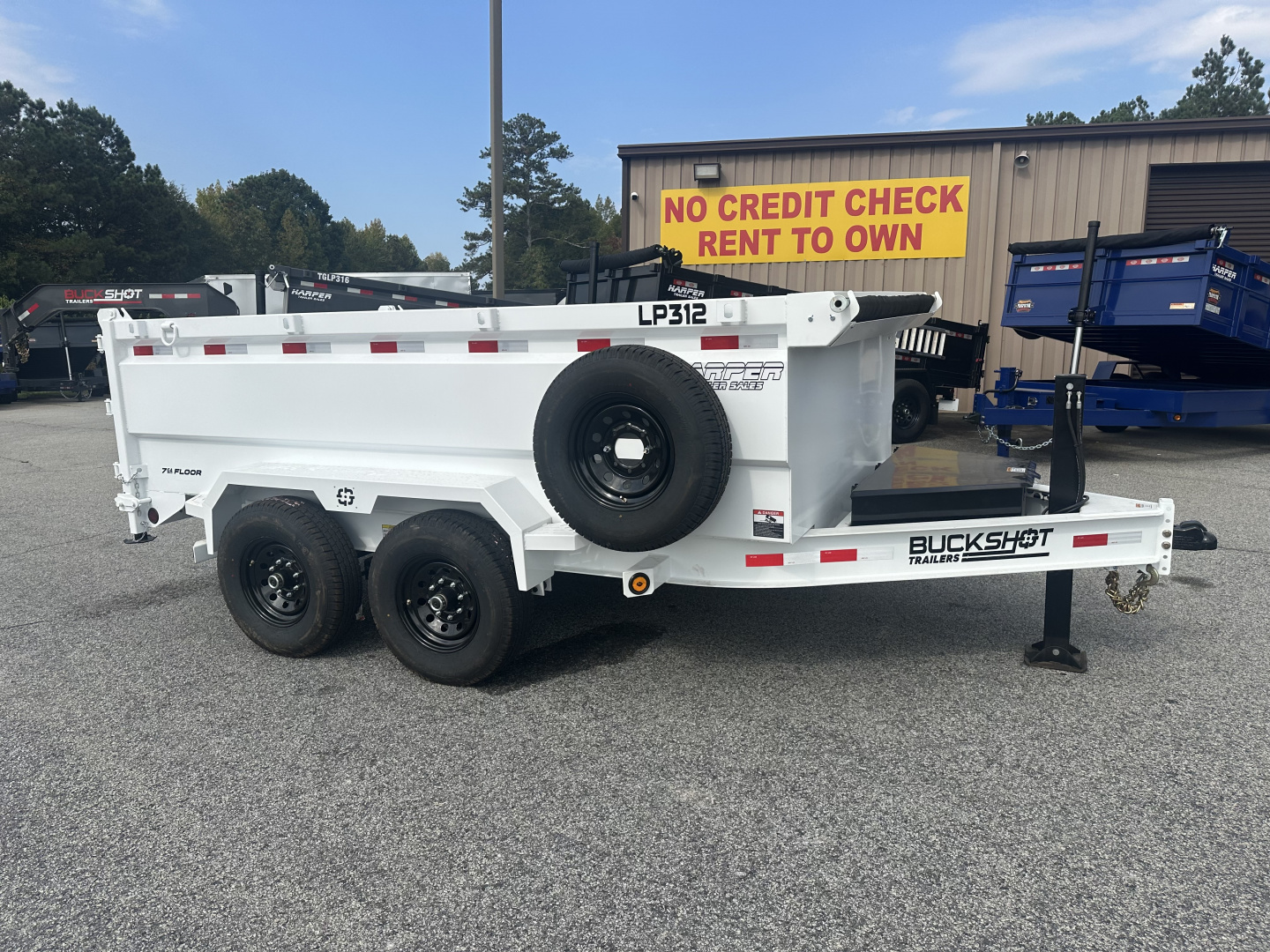 New 2026 BUCKSHOT 7X12 14K DUMP TRAILER 3' WALLS WITH SPARE TIRE AND HYDRAULIC JACKS