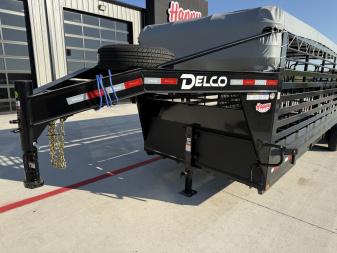 New 2026 Delco 6'8"x24' GN Bar Top Livestock Trailer - B8 Cattleman