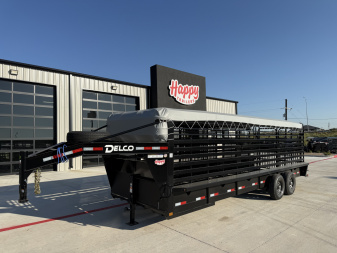 New 2026 Delco 6'8 x24' GN Bar Top Livestock Trailer - B8 Cattleman
