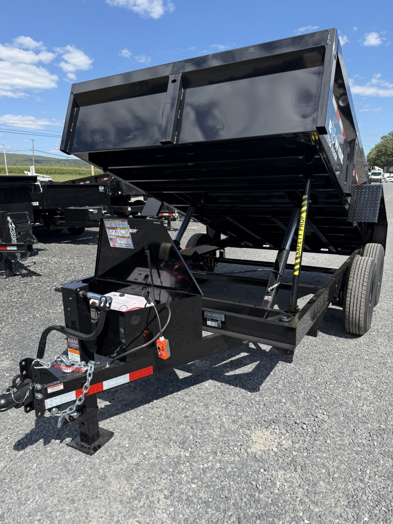 New 2026 BWISE 7x12 -14K Dump Trailer - Ramps - 7 GA Floor - BLACK
