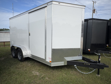 New 2025 Covered Wagon Trailers 7X14 TANDEM AXLE V-NOSE ENCLOSED CARGO W/ SIDE DOOR AND REAR RAMP