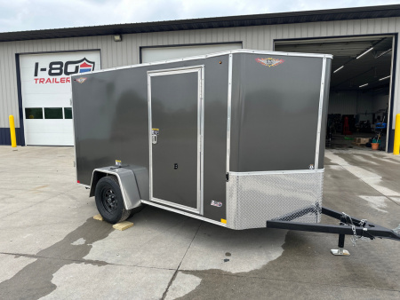 New 2026 H&H Charcoal 5'x10' 3k Flat Top V-Nose Enclosed Cargo Trailer