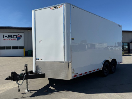 New 2026 H&H White 8.5'x16' 14k Flat Top V-Nose Enclosed Cargo Trailer