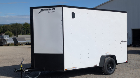 New 2026 Homesteader 7x12 Intrepid V-Nose Cargo Trailer w/ Ramp Door & BRAKES (84" INSIDE)