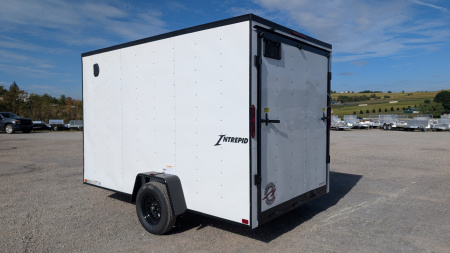 New 2026 Homesteader 7x12 Intrepid V-Nose Cargo Trailer w/ Ramp Door & BRAKES (84" INSIDE)