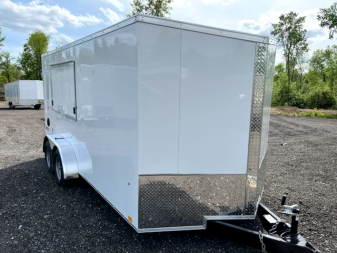 New 2026 Pace American 7 x 16 Journey SE Flat Top Sloped V-Nose Enclosed Cargo Trailer 7K Concession