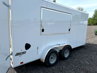New 2026 Pace American 7 x 16 Journey SE Flat Top Sloped V-Nose Enclosed Cargo Trailer 7K Concession