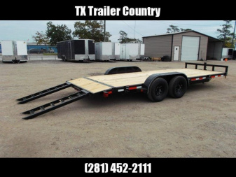New 2025 LONGHORN TRAILERS 83x20 10K Car Hauler / Racing Trailer / Flat Deck / 5200# Axles / 7K Jack / 2ft Dovetail / 5ft C-Channel Ramps / LED Lights