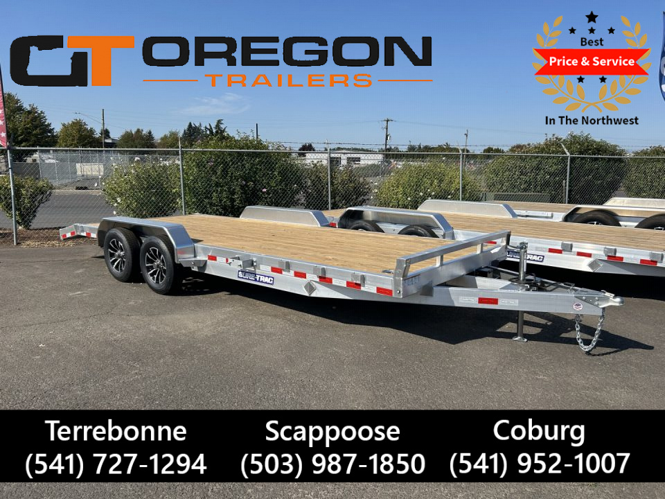 New 2025 Sure-Trac 7x20 (18+2) Aluminum Frame Wood Deck Car Hauler 7K GVWR