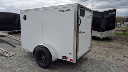 New 2026 LEGEND 5x8 + 1' V-Nose Thunder Cyclone Cargo Trailer w/ Single Barn Door