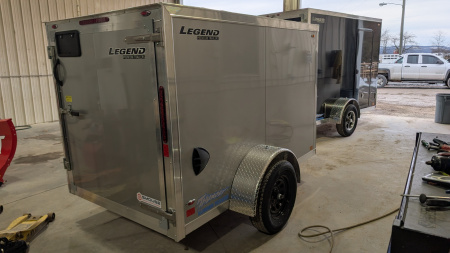 New 2026 LEGEND 5x8 + 1' V-Nose Thunder Enclosed Cargo Trailer w/ Barn Door