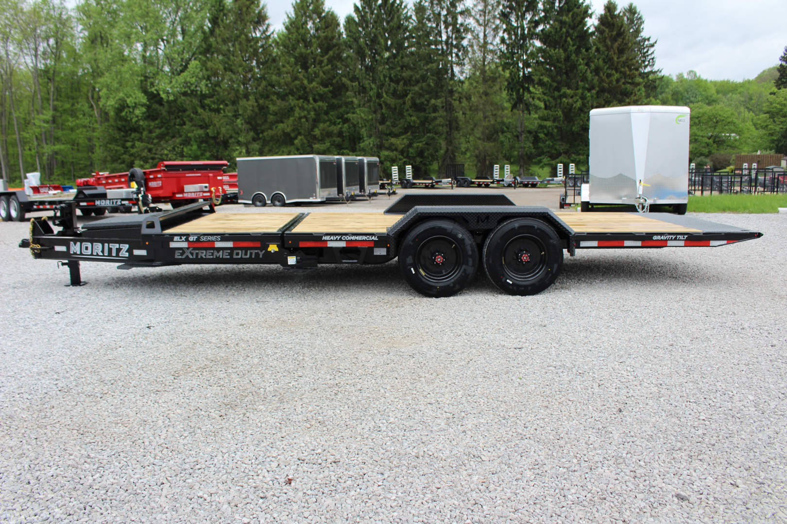 New 2025 Moritz 7' x 16' + 4' Low Pro - Gravity Tilt - Tilt Trailer - 25900# GVW