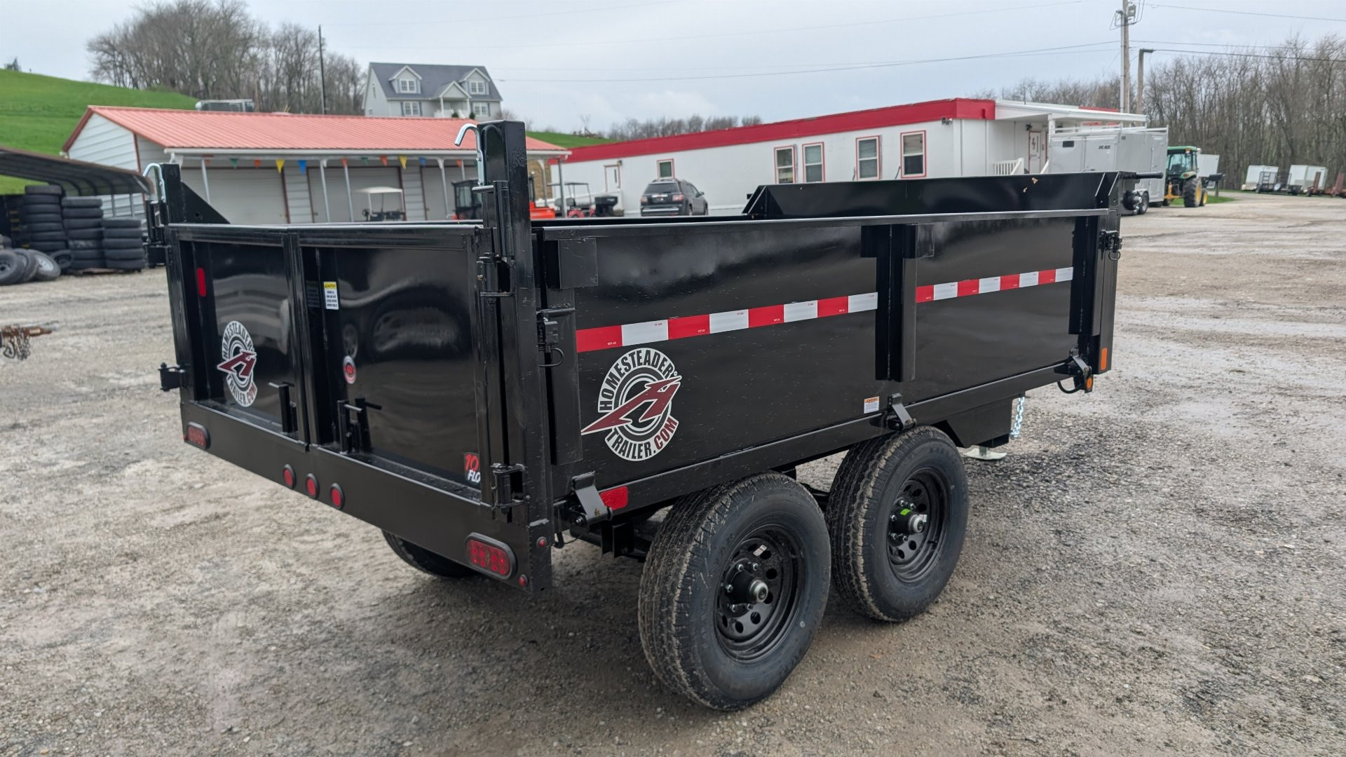 New 2026 Homesteader 6x10 Deckover Dump Trailer w/ Dropside on Curbside & Barn Doors