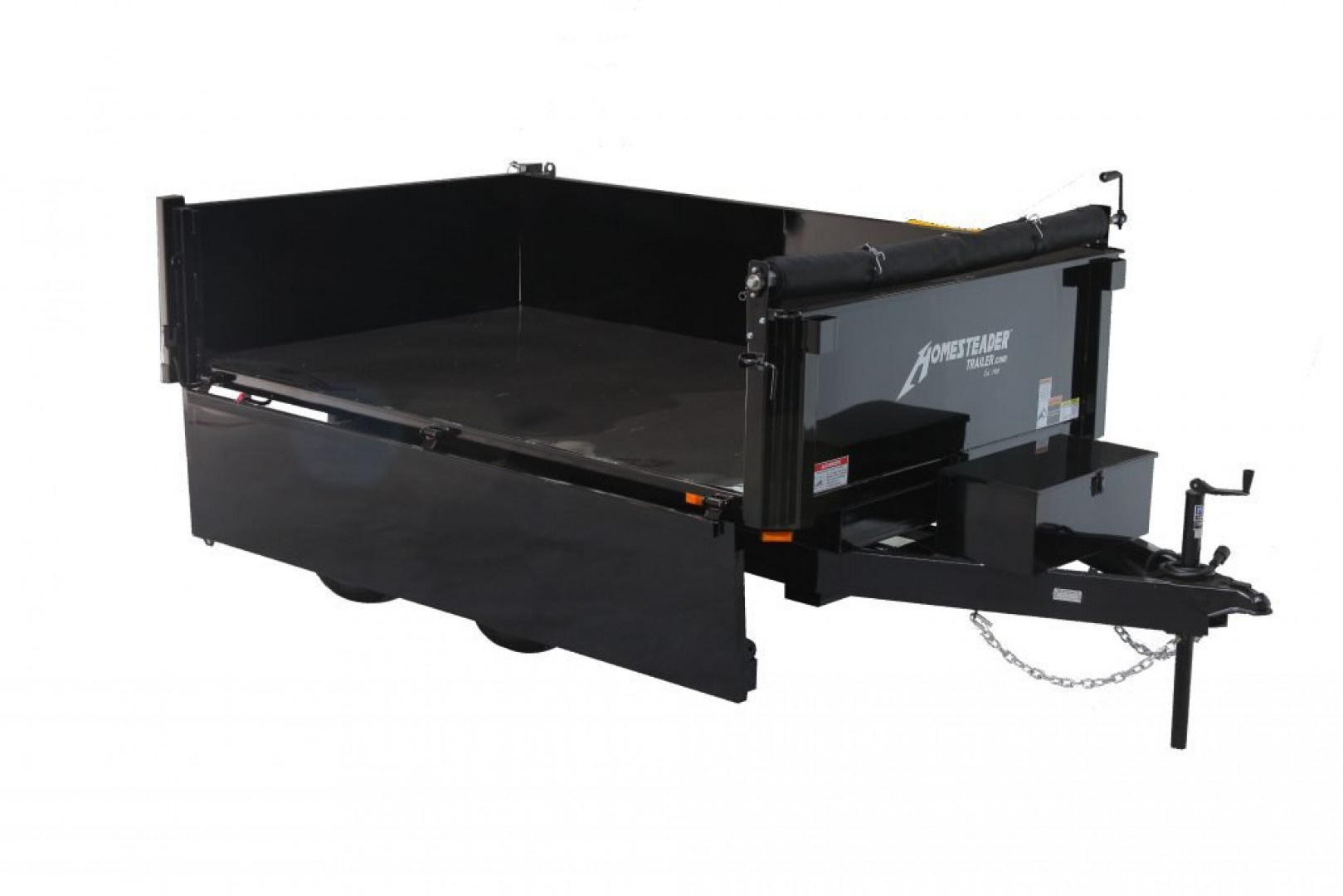 New 2026 Homesteader 6x12 Deckover Dump Trailer w/ Dropside on Curbside