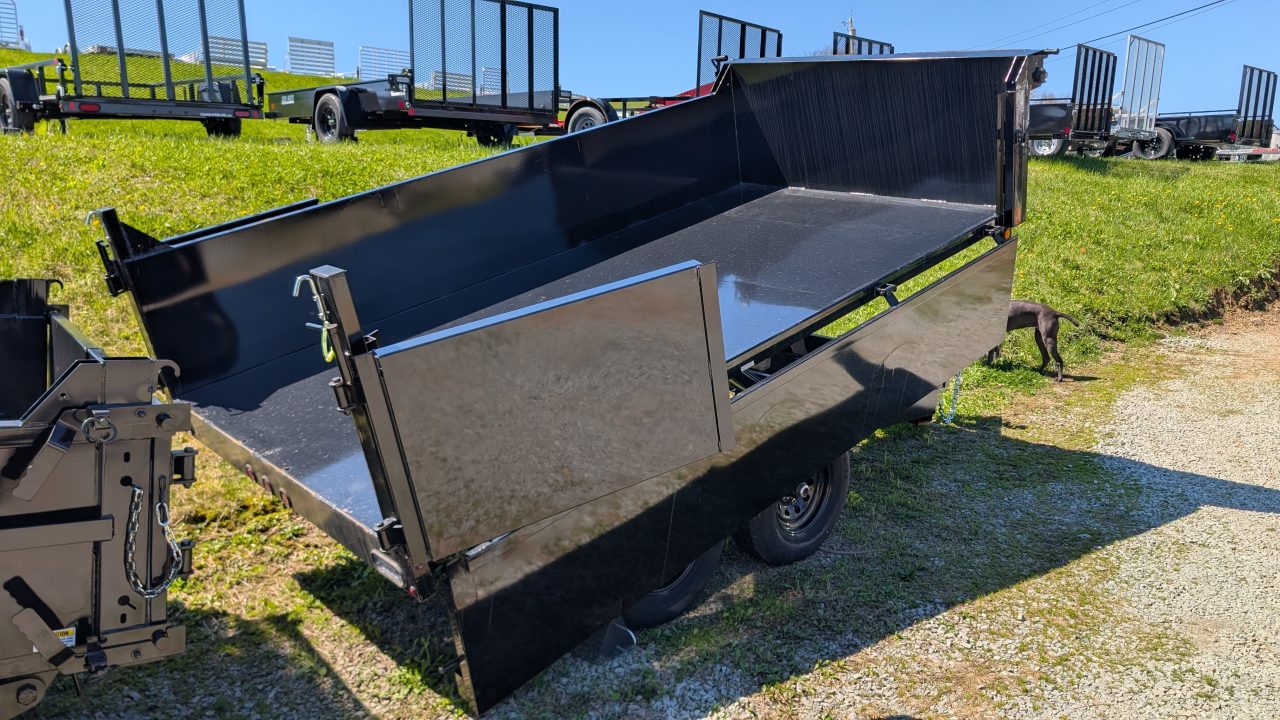 New 2026 Homesteader 6x12 Deckover Dump Trailer w/ Dropside on Curbside