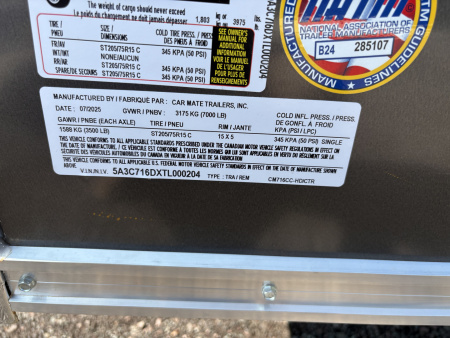 New 2026 CAR MATE TRAILERS 7x16 80" Interior Height Contractor with Ramp Door