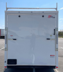 New 7x16 Enclosed Cargo Trailer 7000 GVWR, (3) Ladder Racks, Access Ladder, Ramp Door