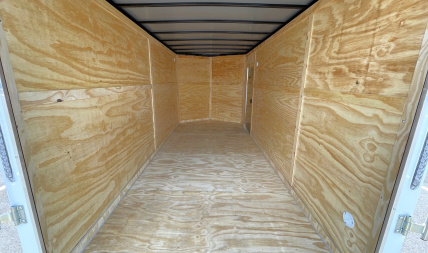 New 7x16 Enclosed Cargo Trailer 7000 GVWR, (3) Ladder Racks, Access Ladder, Ramp Door