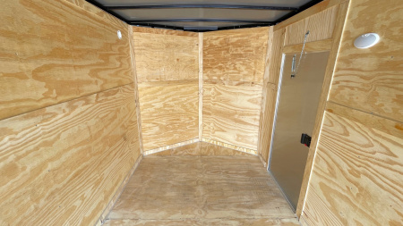 New 7x16 Enclosed Cargo Trailer 7000 GVWR, (3) Ladder Racks, Access Ladder, Ramp Door